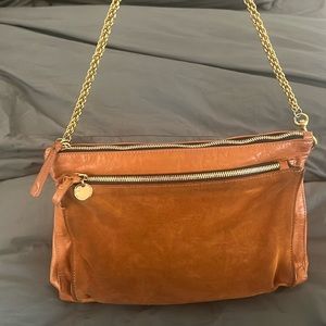Clare V. brown chain messenger bag